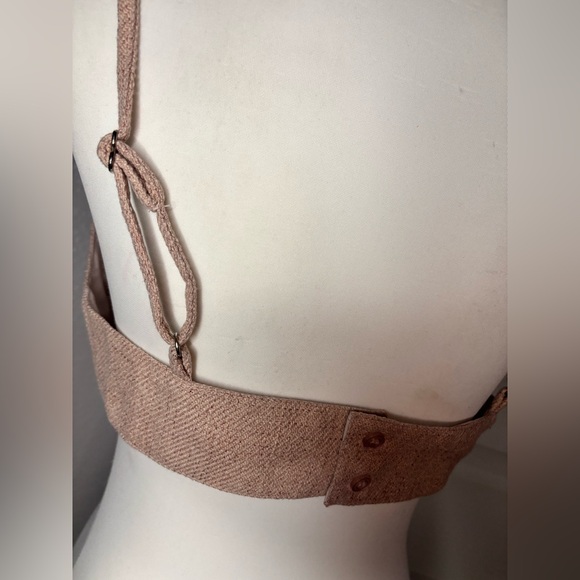 PsyCho | oversized, pink tan linen blazer plus linen bra. Textured. Structured. - Picture 10 of 13